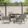 Conjunto de Comedor de Jardín con cojín 5 pcs Gris Poliratán