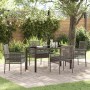 Conjunto de Comedor de Jardín con cojín 5 pcs Gris Poliratán