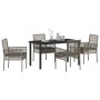 Conjunto de Comedor de Jardín con cojín 5 pcs Gris Poliratán