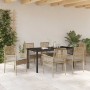 Conjunto de Comedor de Jardín con cojín 7 pcs Beige Poliratán