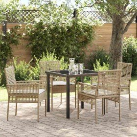 Conjunto de Comedor de Jardín con cojín 5 pcs Beige Poliratán en Conjuntos de jardín | Comprar online en Foro24