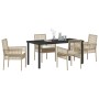 Conjunto de Comedor de Jardín con cojín 5 pcs Beige Poliratán