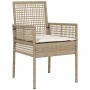 Conjunto de Comedor de Jardín con cojín 5 pcs Beige Poliratán