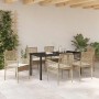 Conjunto de Comedor de Jardín con cojín 7 pcs Beige Poliratán
