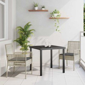 Conjunto de Comedor de Jardín 3 pcs Gris Claro Poliratán