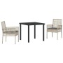 Conjunto de Comedor de Jardín 3 pcs Gris Claro Poliratán