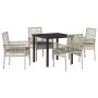 Conjunto de Comedor de Jardín 5 pcs Gris Claro Poliratán
