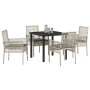 Conjunto de Comedor de Jardín 5 pcs Gris Claro Poliratán