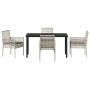 Conjunto de Comedor de Jardín 5 pcs Gris Claro Poliratán
