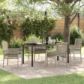 Conjunto de Comedor de Jardín 5 pcs Gris Claro Poliratán