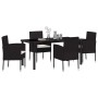 Conjunto de Comedor de Jardín con cojín 5 pcs Negro Poliratán