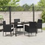 Conjunto de Comedor de Jardín con cojín 5 pcs Negro Poliratán