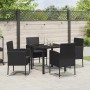 Conjunto de Comedor de Jardín con cojín 5 pcs Negro Poliratán