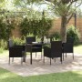 Conjunto de Comedor de Jardín con cojín 5 pcs Negro Poliratán