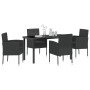 Conjunto de Comedor de Jardín con cojín 5 pcs Negro Poliratán