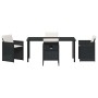 Conjunto de Comedor de Jardín con cojín 5 pcs Negro Poliratán