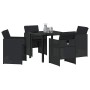 Conjunto de Comedor de Jardín con cojín 5 pcs Negro Poliratán