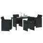 Conjunto de Comedor de Jardín con cojín 5 pcs Negro Poliratán