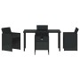 Conjunto de Comedor de Jardín con cojín 5 pcs Negro Poliratán