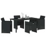 Conjunto de Comedor de Jardín con cojín 5 pcs Negro Poliratán