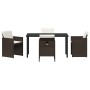 Conjunto de Comedor de Jardín con cojín 5 pcs Marrón Poliratán