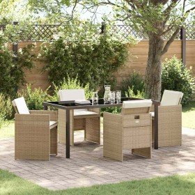 Conjunto de Comedor de Jardín con cojín 5 pcs Beige Poliratán en Conjuntos de jardín | Comprar online en Foro24