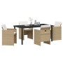 Conjunto de Comedor de Jardín con cojín 5 pcs Beige Poliratán en Conjuntos de jardín | Comprar online en Foro24