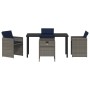 Conjunto de Comedor de Jardín con cojín 5 pcs Gris Poliratán