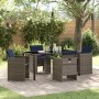 Conjunto de Comedor de Jardín con cojín 5 pcs Gris Poliratán