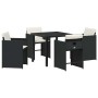 Conjunto de Comedor de Jardín con cojín 5 pcs Negro Poliratán