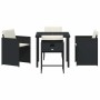 Conjunto de Comedor de Jardín con cojín 5 pcs Negro Poliratán