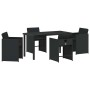 Conjunto de Comedor de Jardín con cojín 5 pcs Negro Poliratán