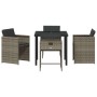 Conjunto de Comedor de Jardín con cojín 5 pcs Gris Poliratán