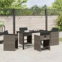 Conjunto de Comedor de Jardín con cojín 5 pcs Gris Poliratán
