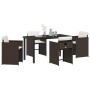 Conjunto de Comedor de Jardín con cojín 5 pcs Marrón Poliratán