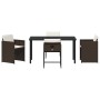 Conjunto de Comedor de Jardín con cojín 5 pcs Marrón Poliratán