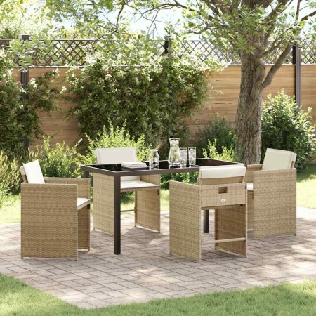 Conjunto de Comedor de Jardín con cojín 5 pcs Beige Poliratán en Conjuntos de jardín | Comprar online en Foro24