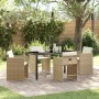 Conjunto de Comedor de Jardín con cojín 5 pcs Beige Poliratán en Conjuntos de jardín | Comprar online en Foro24