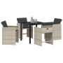 Conjunto de Comedor de Jardín 5 pcs Gris claro Poliratán