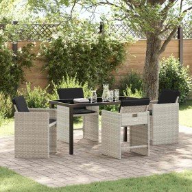 Conjunto de Comedor de Jardín 5 pcs Gris claro Poliratán