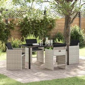 Conjunto de Comedor de Jardín 5 pcs Gris claro Poliratán