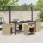 Conjunto de Comedor de Jardín con cojín 5 pcs Beige Poliratán