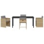 Conjunto de Comedor de Jardín con cojín 5 pcs Beige Poliratán