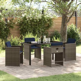 Conjunto de Comedor de Jardín con cojín 5 pcs Gris Poliratán Conjunto de Comedor de Jardín con cojín 5 pcs Gris Poliratán