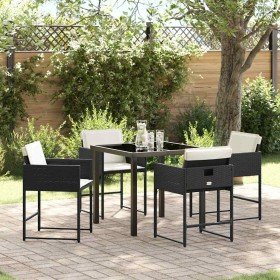 Conjunto de Comedor de Jardín con cojín 5 pcs Negro Poliratán en Conjuntos de jardín | Comprar online en Foro24