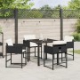 Conjunto de Comedor de Jardín con cojín 5 pcs Negro Poliratán