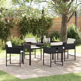 Conjunto de Comedor de Jardín con cojín 5 pcs Negro Poliratán Conjunto de Comedor de Jardín con cojín 5 pcs Negro Poliratán