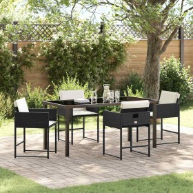 Conjunto de Comedor de Jardín con cojín 5 pcs Negro Poliratán Conjunto de Comedor de Jardín con cojín 5 pcs Negro Poliratán