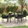 Conjunto de Comedor de Jardín con cojín 5 pcs Negro Poliratán