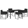 Conjunto de Comedor de Jardín con cojín 5 pcs Negro Poliratán